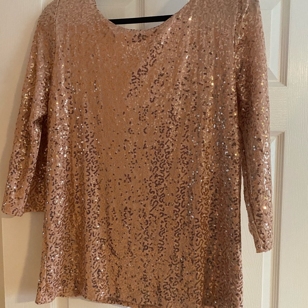 Gibson Rose Gold Sequin Blouse